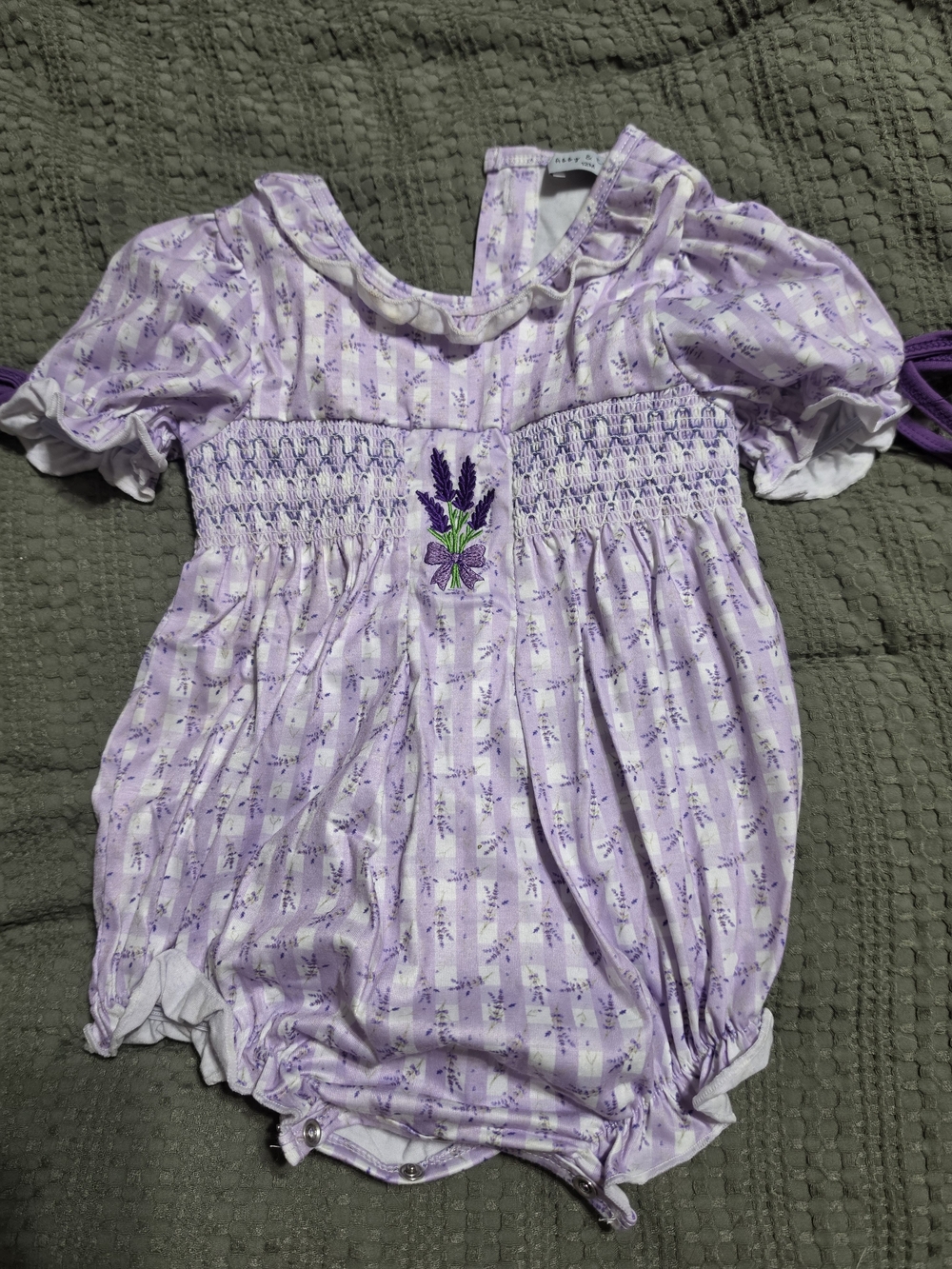Lavender Smocked Baby Romper